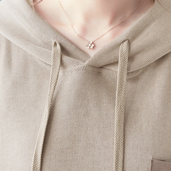 Sweat à capuche femme en coton à manches longues, Buddha Stones, couleur unie automnale, avec poche décorative. - image 33