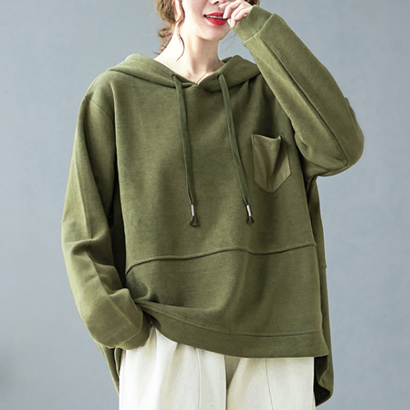 Sweat à capuche femme en coton à manches longues, Buddha Stones, couleur unie automnale, avec poche décorative. - image 13