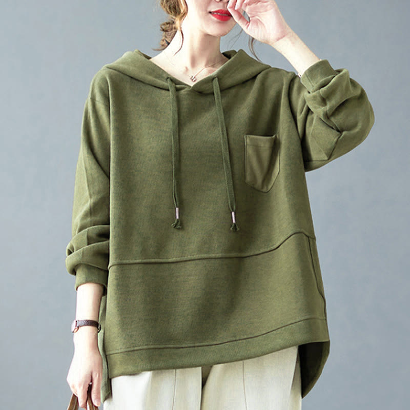 Sweat à capuche femme en coton à manches longues, Buddha Stones, couleur unie automnale, avec poche décorative. - image 14