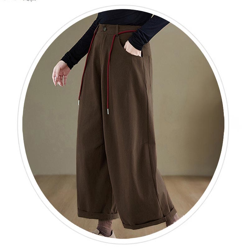 Pantalon décontracté en coton uni Buddha Stones pour femme, longueur 7-8, avec poches - image 9