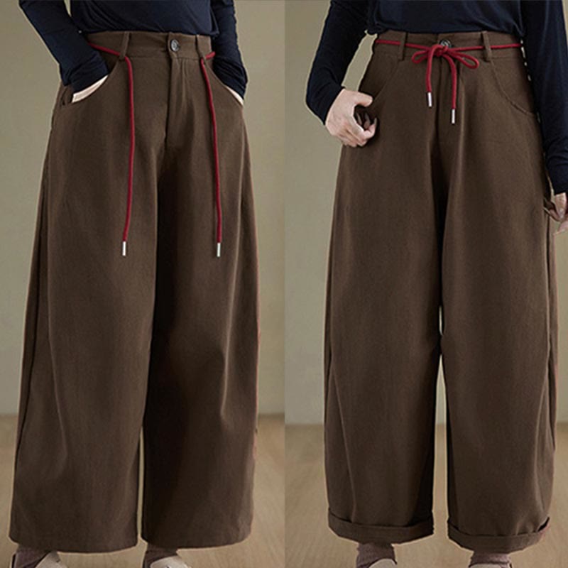 Pantalon décontracté en coton uni Buddha Stones pour femme, longueur 7-8, avec poches - image 10