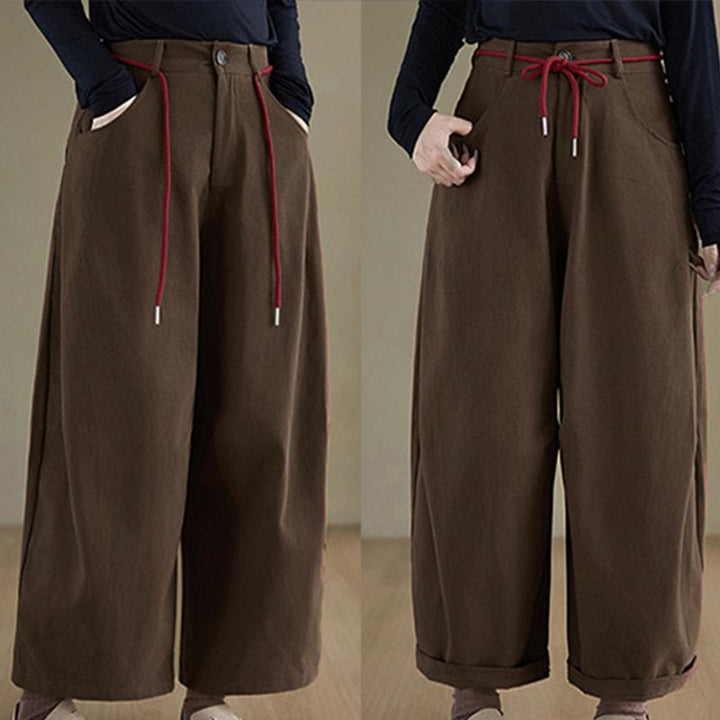 Pantalon décontracté en coton uni Buddha Stones pour femme, longueur 7-8, avec poches - image 10