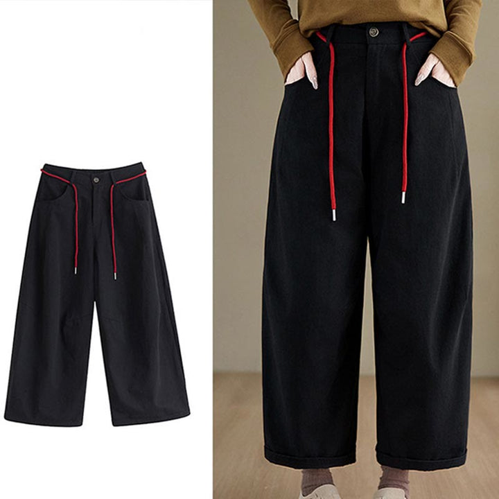 Pantalon décontracté en coton uni Buddha Stones pour femme, longueur 7-8, avec poches - image 14