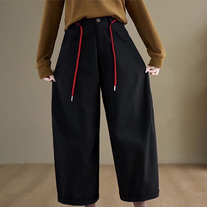 Pantalon décontracté en coton uni Buddha Stones pour femme, longueur 7-8, avec poches - image 12