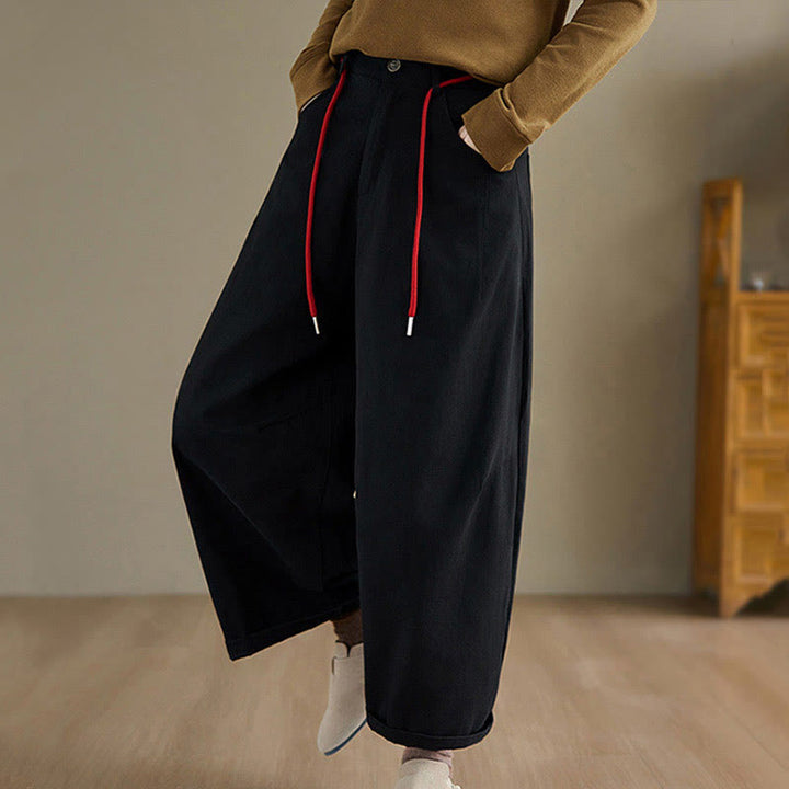 Pantalon décontracté en coton uni Buddha Stones pour femme, longueur 7-8, avec poches - image 13