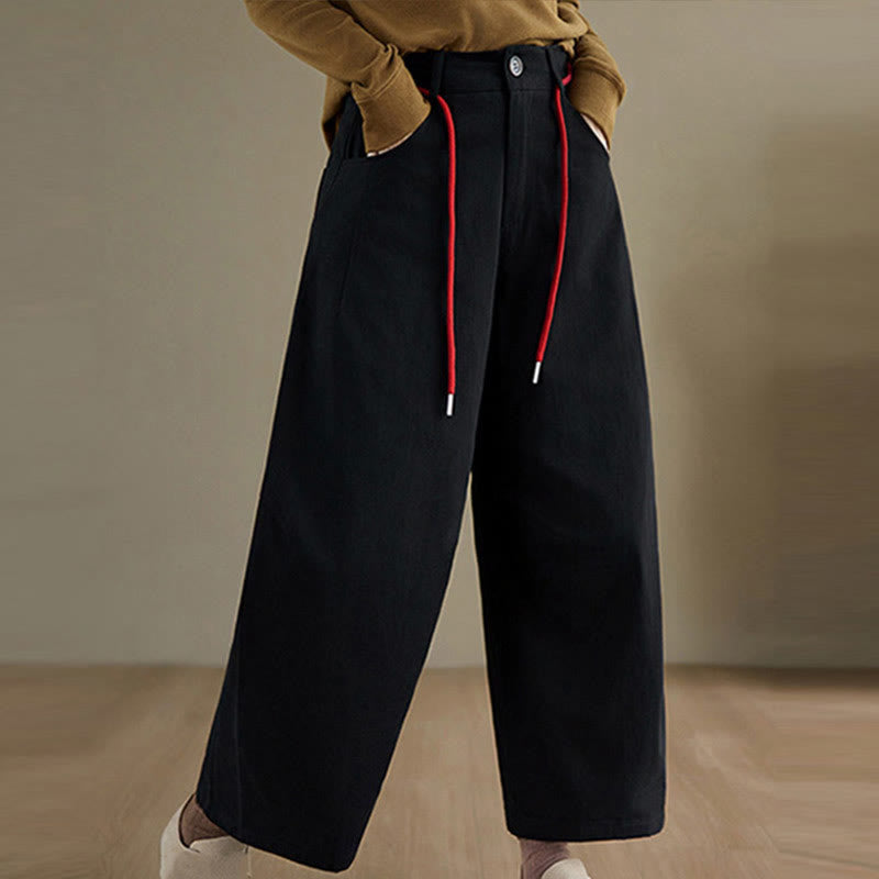 Pantalon décontracté en coton uni Buddha Stones pour femme, longueur 7-8, avec poches - Noir - US8-10，UK/AU12-14，EU40-42 (2XL) - image 11