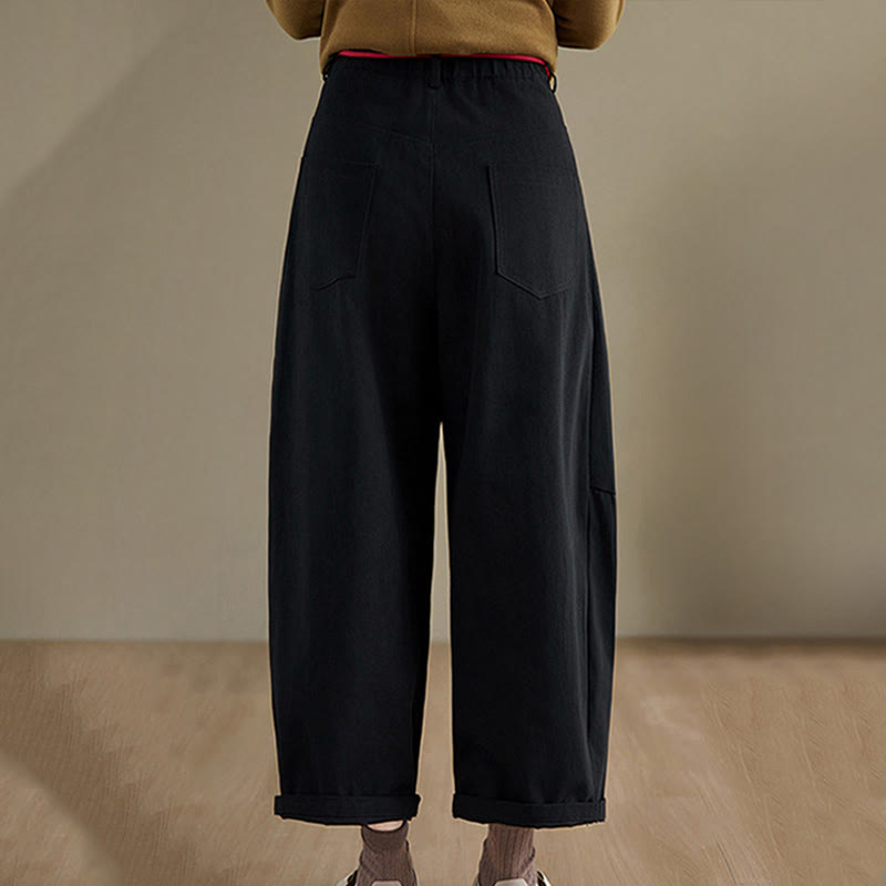 Pantalon décontracté en coton uni Buddha Stones pour femme, longueur 7-8, avec poches - image 15