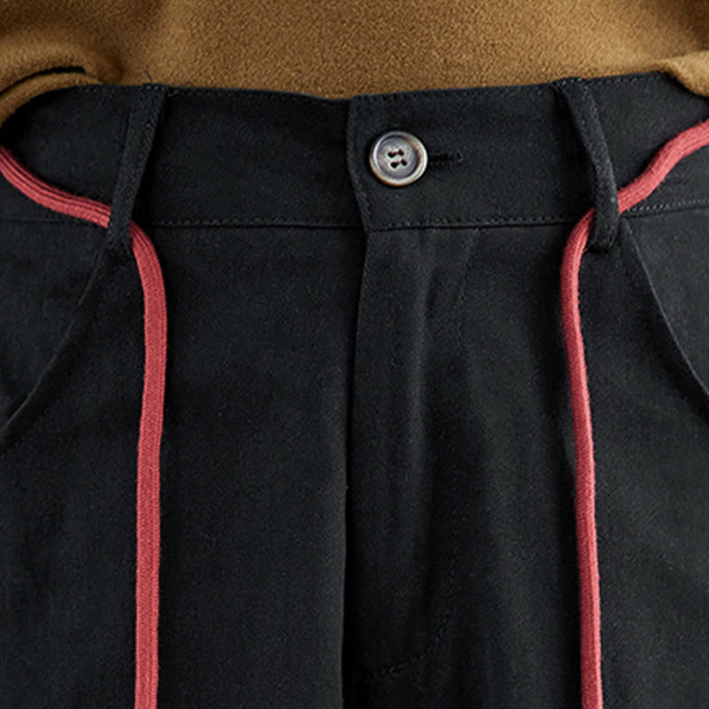 Pantalon décontracté en coton uni Buddha Stones pour femme, longueur 7-8, avec poches - image 17