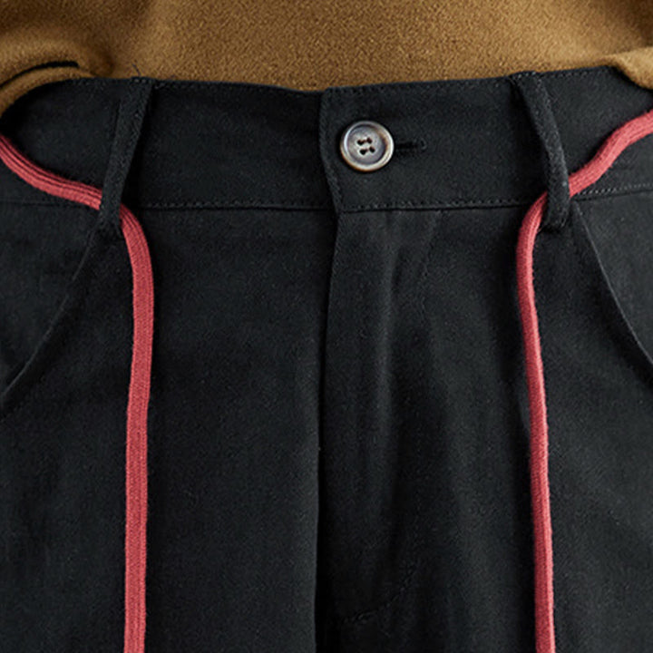 Pantalon décontracté en coton uni Buddha Stones pour femme, longueur 7-8, avec poches - image 17