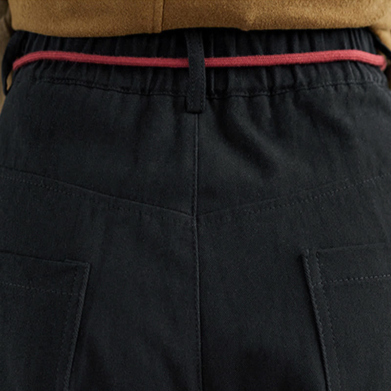 Pantalon décontracté en coton uni Buddha Stones pour femme, longueur 7-8, avec poches - image 16