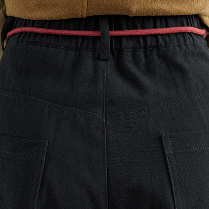 Pantalon décontracté en coton uni Buddha Stones pour femme, longueur 7-8, avec poches - image 16