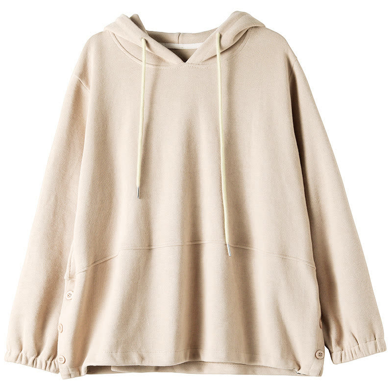 Sweat à capuche femme en coton, manches longues, couleur unie, Buddha Stones, automne, boutons latéraux - image 9