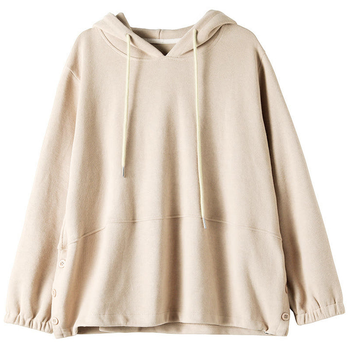 Sweat à capuche femme en coton, manches longues, couleur unie, Buddha Stones, automne, boutons latéraux - image 9