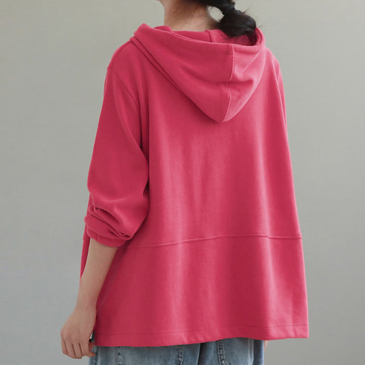 Sweat à capuche femme en coton, manches longues, couleur unie, Buddha Stones, automne, boutons latéraux - image 13