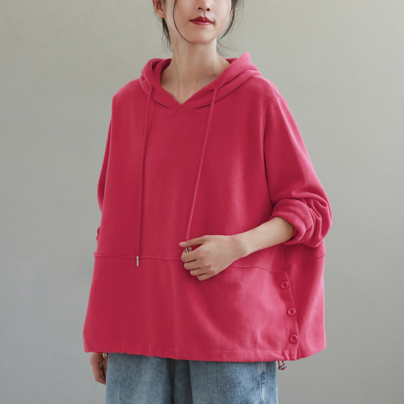 Sweat à capuche femme en coton, manches longues, couleur unie, Buddha Stones, automne, boutons latéraux - image 15