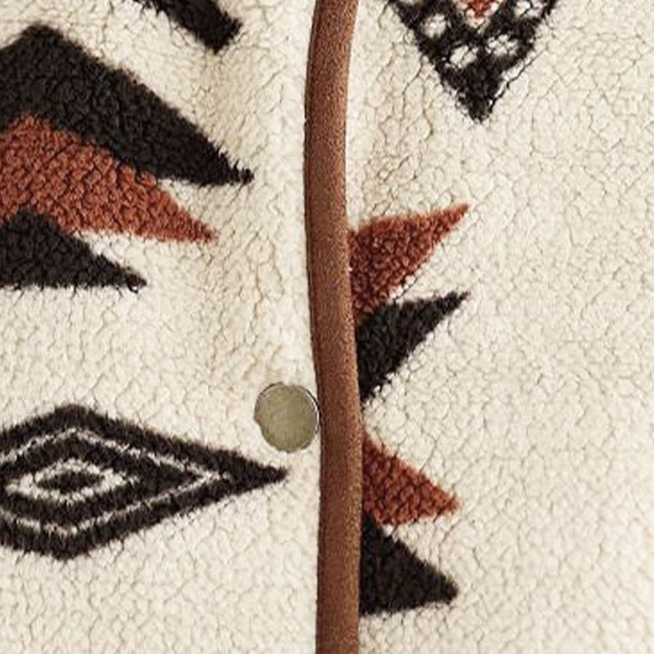 Veste en coton à manches longues pour femme, ornée de boutons et de motifs géométriques, style automne-hiver, Buddha Stones  - image 11