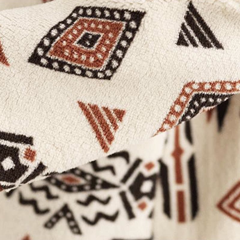 Veste en coton à manches longues pour femme, ornée de boutons et de motifs géométriques, style automne-hiver, Buddha Stones  - image 10