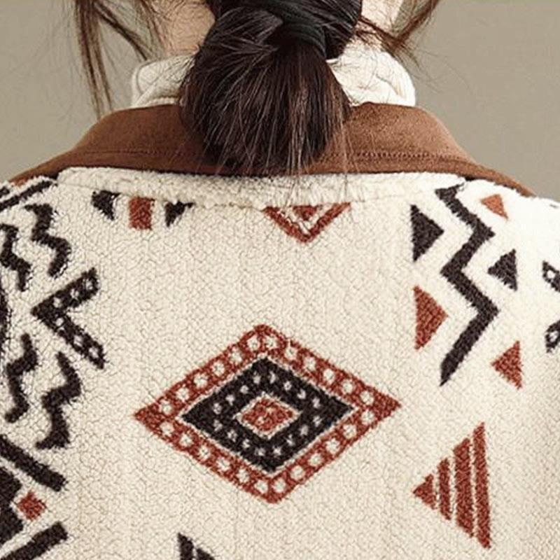 Veste en coton à manches longues pour femme, ornée de boutons et de motifs géométriques, style automne-hiver, Buddha Stones  - image 13