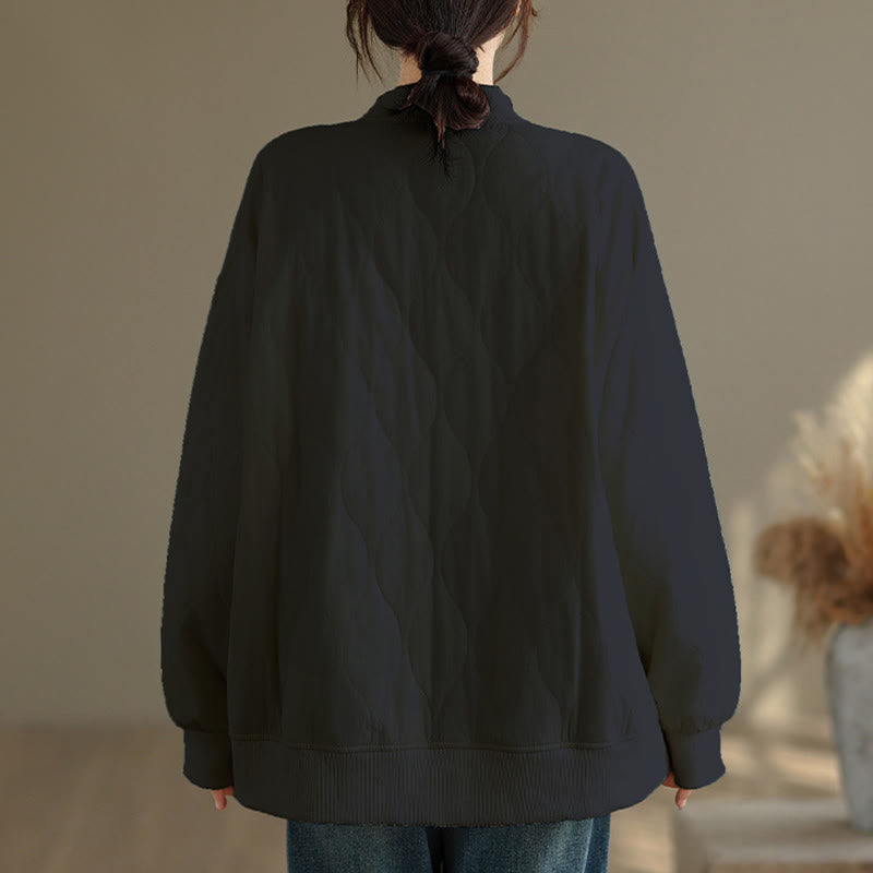 Sweat-shirt en coton pour femme, manches longues, col rond, motif Buddha Stones Fall, coupe arrondie, poches - image 3