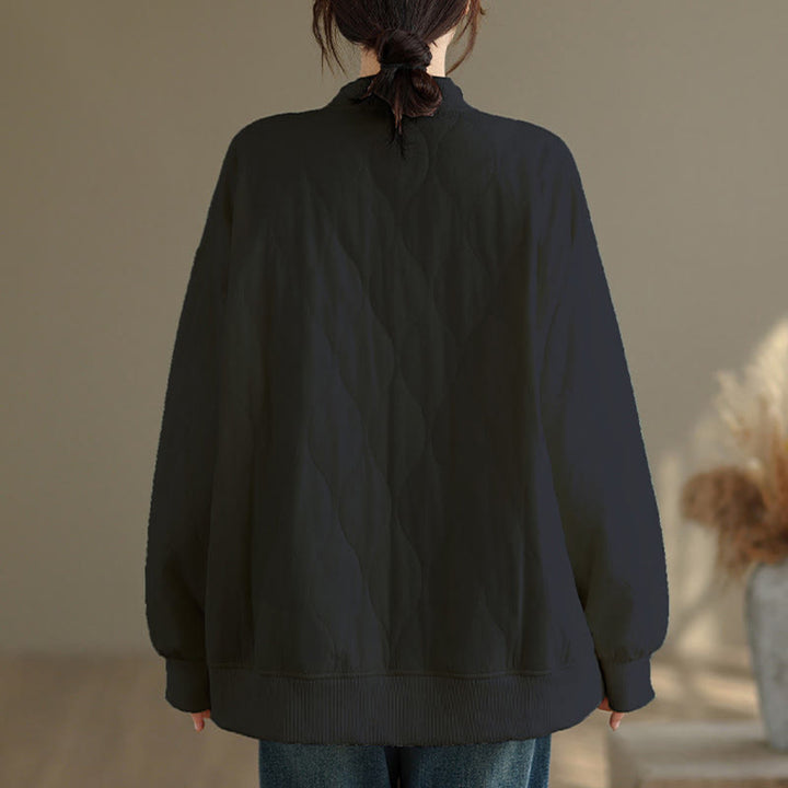 Sweat-shirt en coton pour femme, manches longues, col rond, motif Buddha Stones Fall, coupe arrondie, poches - image 3