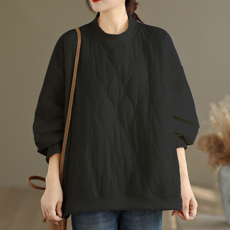 Sweat-shirt en coton pour femme, manches longues, col rond, motif Buddha Stones Fall, coupe arrondie, poches - image 2