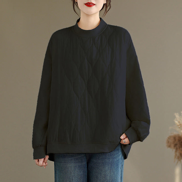 Sweat-shirt en coton pour femme, manches longues, col rond, motif Buddha Stones Fall, coupe arrondie, poches - Noir - US14，UK/AU18，EU46 (2XL) - image 1