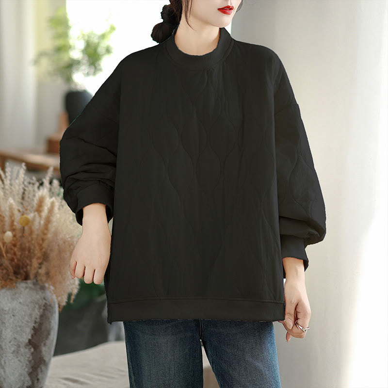 Sweat-shirt en coton pour femme, manches longues, col rond, motif Buddha Stones Fall, coupe arrondie, poches - image 4