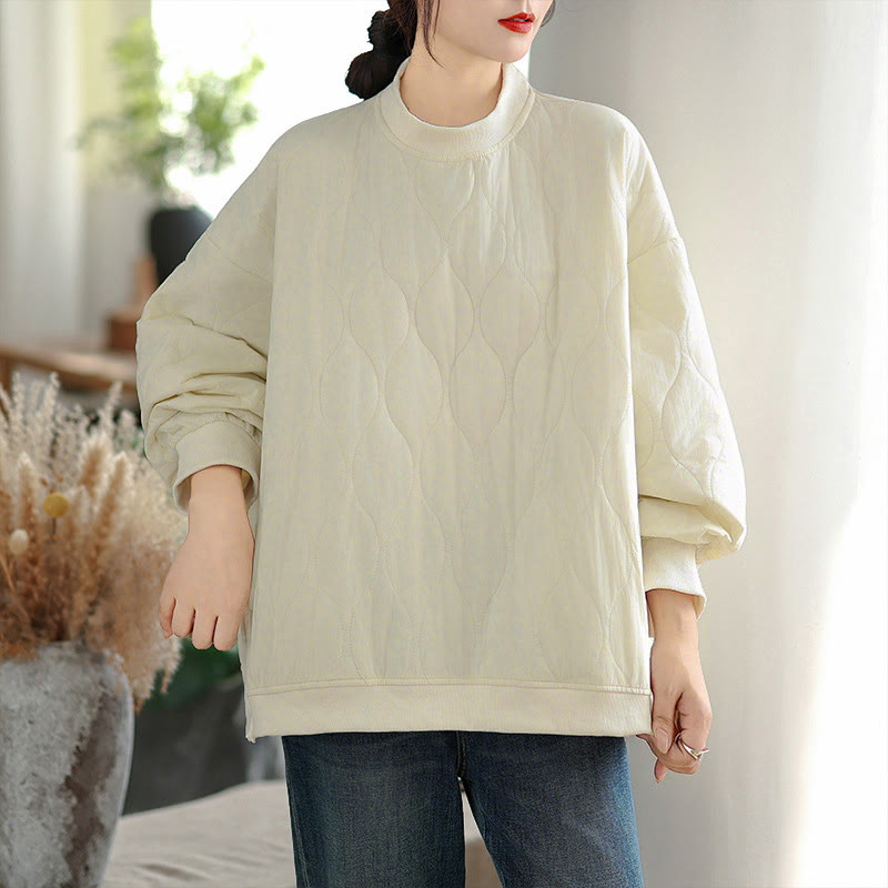 Sweat-shirt en coton pour femme, manches longues, col rond, motif Buddha Stones Fall, coupe arrondie, poches - image 9