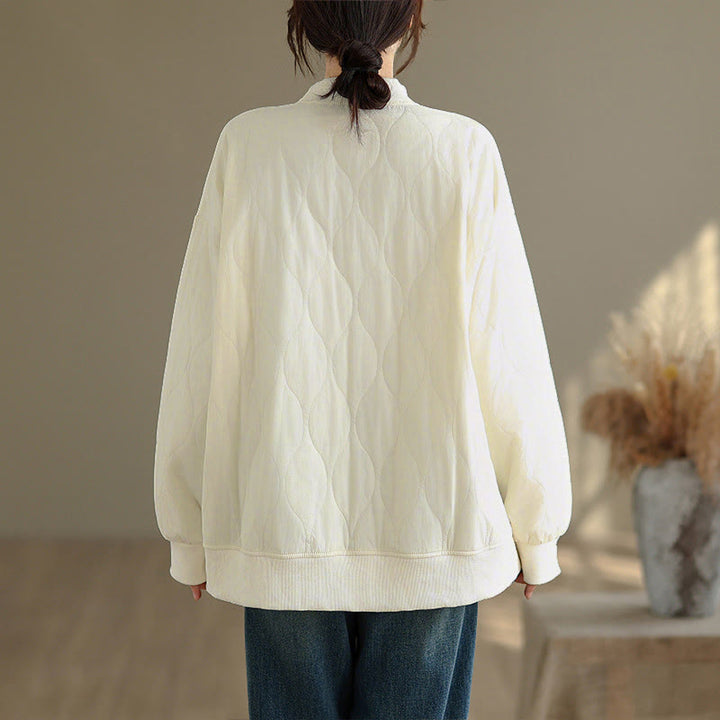 Sweat-shirt en coton pour femme, manches longues, col rond, motif Buddha Stones Fall, coupe arrondie, poches - image 8