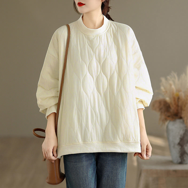 Sweat-shirt en coton pour femme, manches longues, col rond, motif Buddha Stones Fall, coupe arrondie, poches - image 10