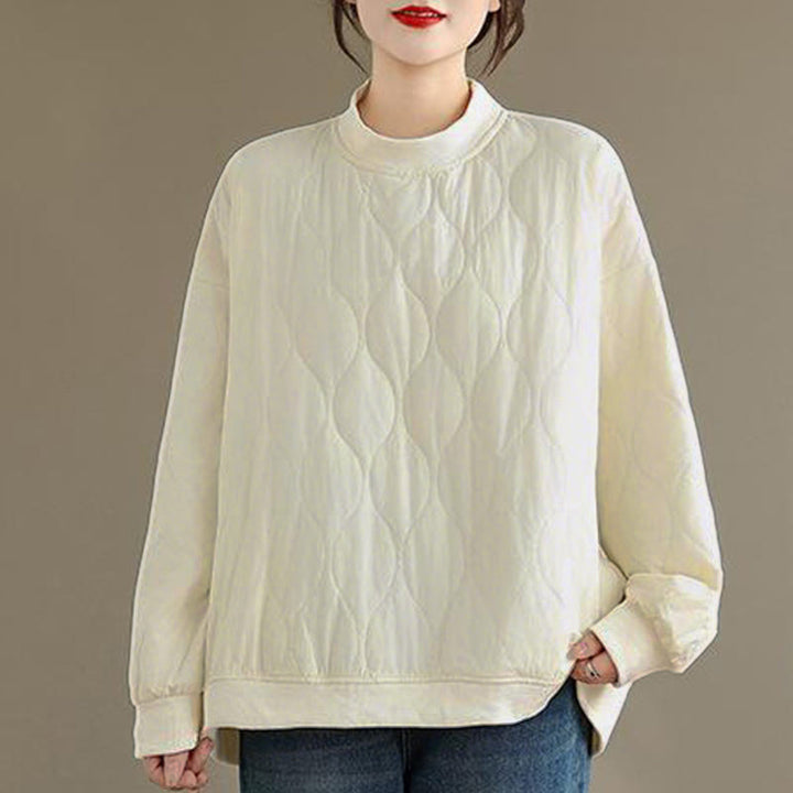 Sweat-shirt en coton pour femme, manches longues, col rond, motif Buddha Stones Fall, coupe arrondie, poches - Blanc - US14，UK/AU18，EU46 (2XL) - image 5