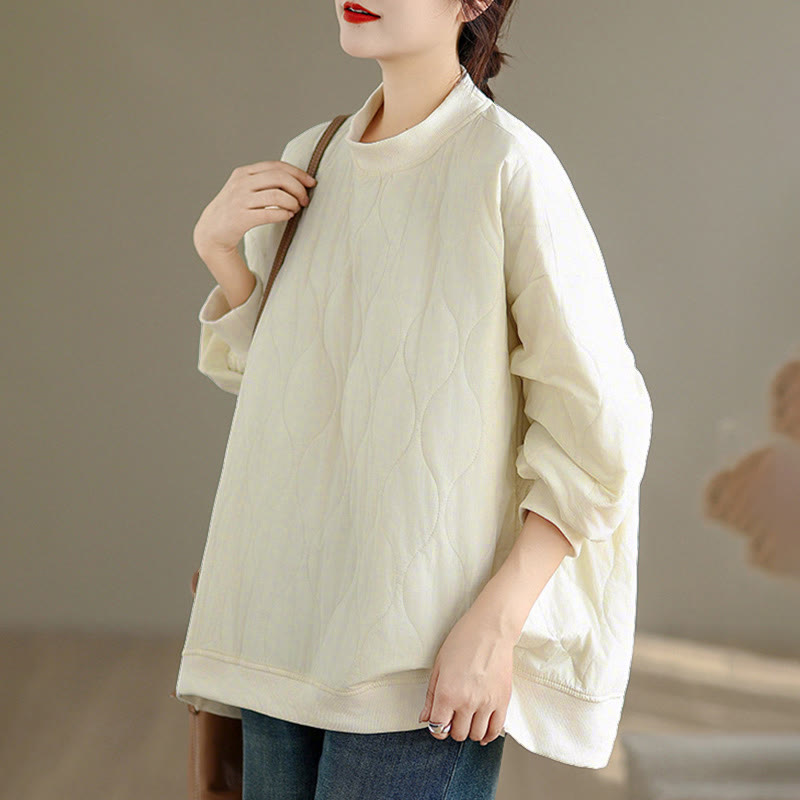 Sweat-shirt en coton pour femme, manches longues, col rond, motif Buddha Stones Fall, coupe arrondie, poches - image 7