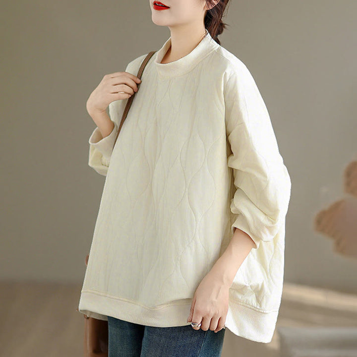 Sweat-shirt en coton pour femme, manches longues, col rond, motif Buddha Stones Fall, coupe arrondie, poches - image 7