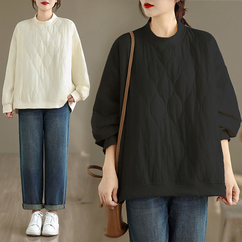 Sweat-shirt en coton pour femme, manches longues, col rond, motif Buddha Stones Fall, coupe arrondie, poches - image 0