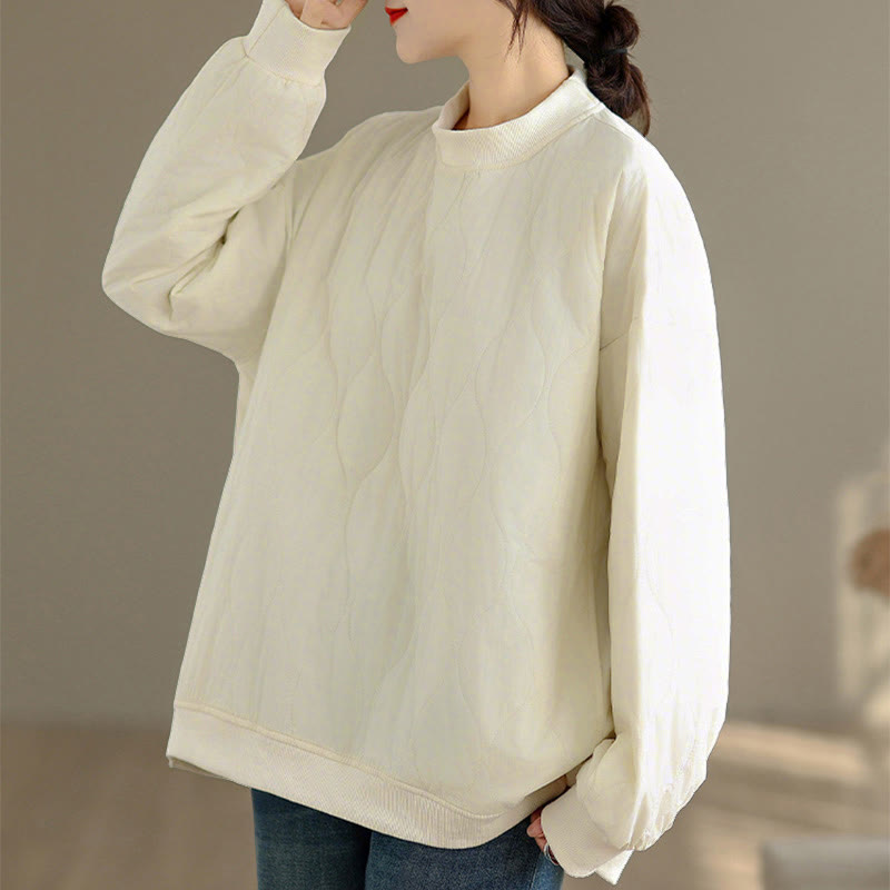 Sweat-shirt en coton pour femme, manches longues, col rond, motif Buddha Stones Fall, coupe arrondie, poches - image 6