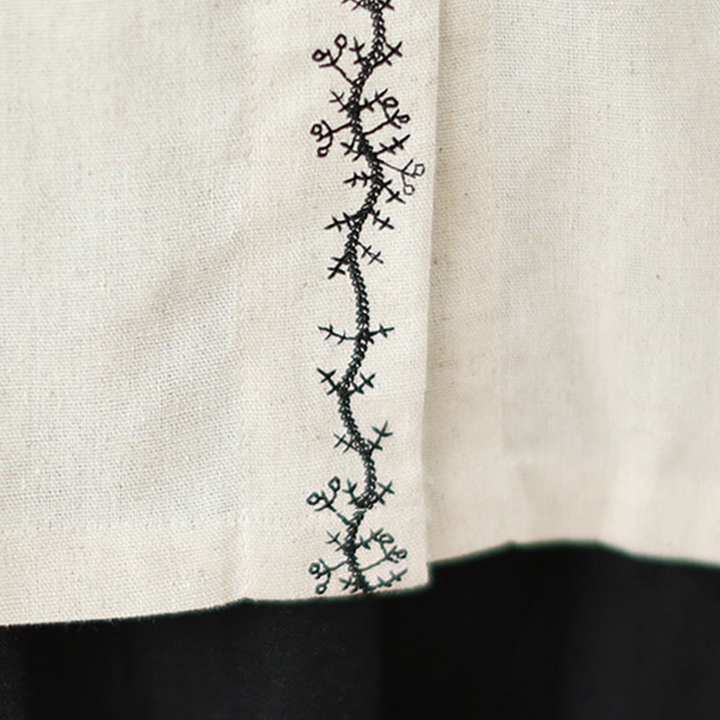 Chemise à manches longues en coton pour femme, ornée de boutons brodés de Buddha Stones et d'un col Claudine. - image 11