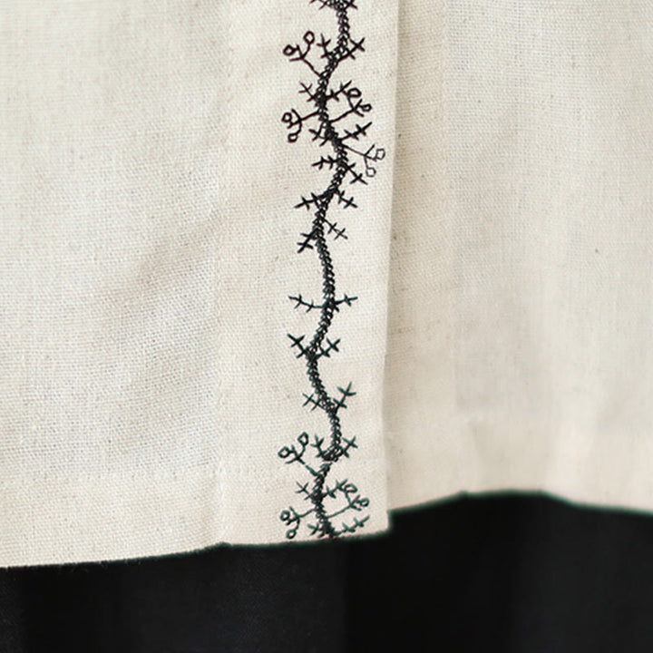 Chemise à manches longues en coton pour femme, ornée de boutons brodés de Buddha Stones et d'un col Claudine. - image 11