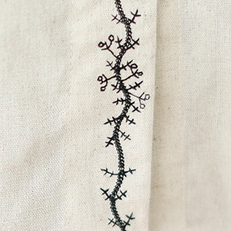 Chemise à manches longues en coton pour femme, ornée de boutons brodés de Buddha Stones et d'un col Claudine. - image 10