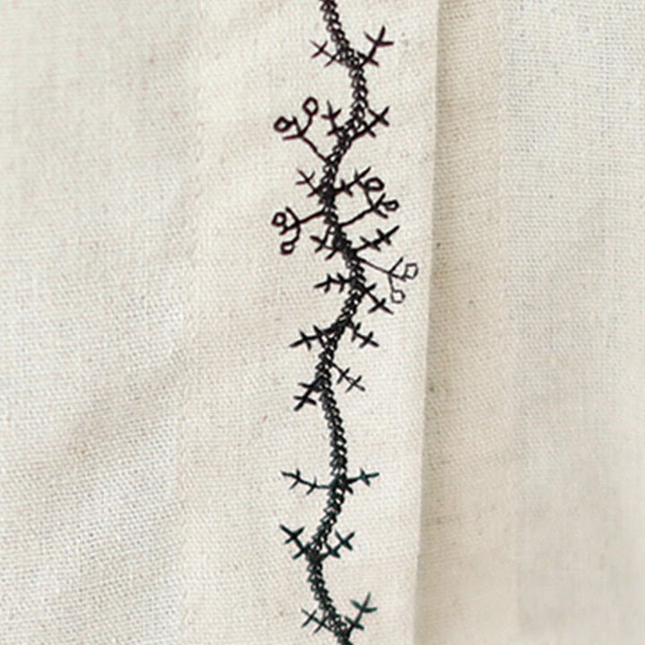 Chemise à manches longues en coton pour femme, ornée de boutons brodés de Buddha Stones et d'un col Claudine. - image 10