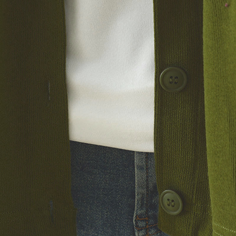 Cardigan à manches longues pour femme, couleur unie, boutons, poche décorative, Buddha Stones - image 11