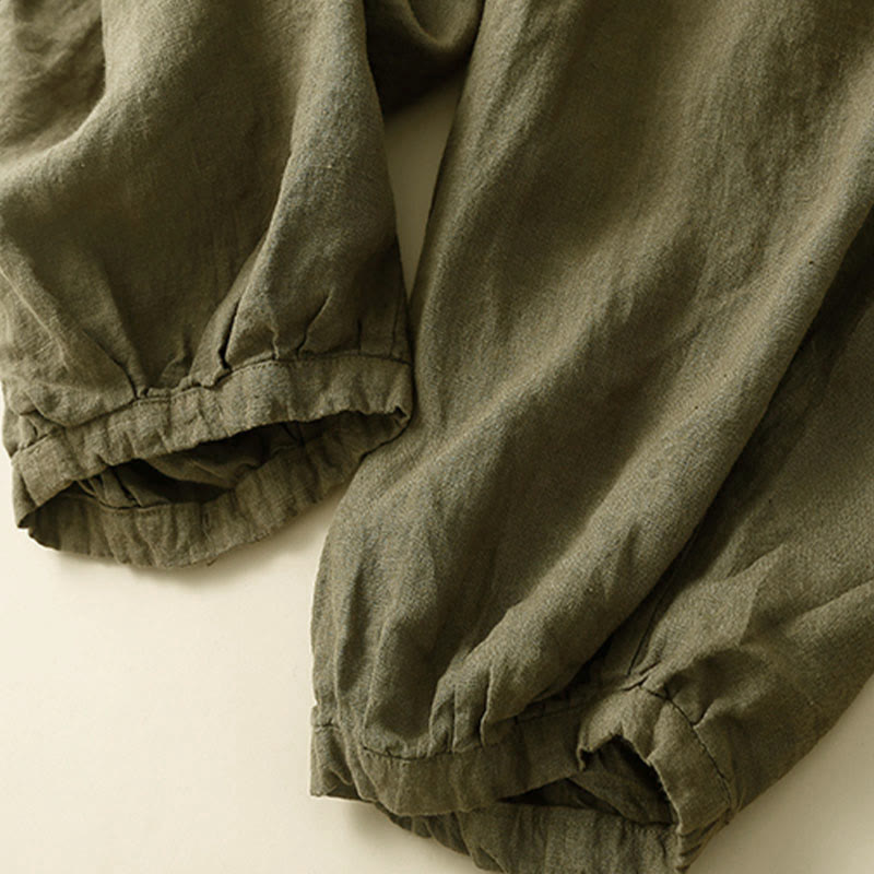 Pantalon Capri en coton uni à poches pour femme, motif Buddha Stones Commute - image 3