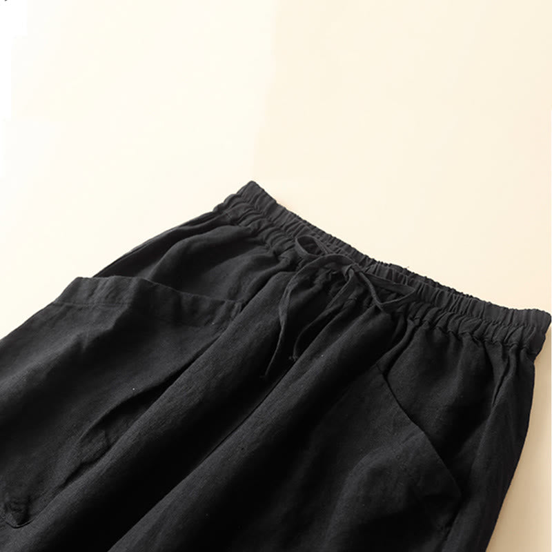 Pantalon Capri en coton uni à poches pour femme, motif Buddha Stones Commute - image 10