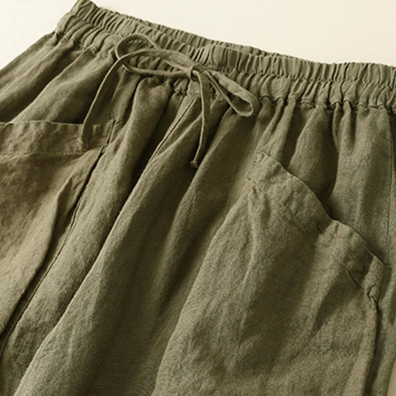 Pantalon Capri en coton uni à poches pour femme, motif Buddha Stones Commute - image 1