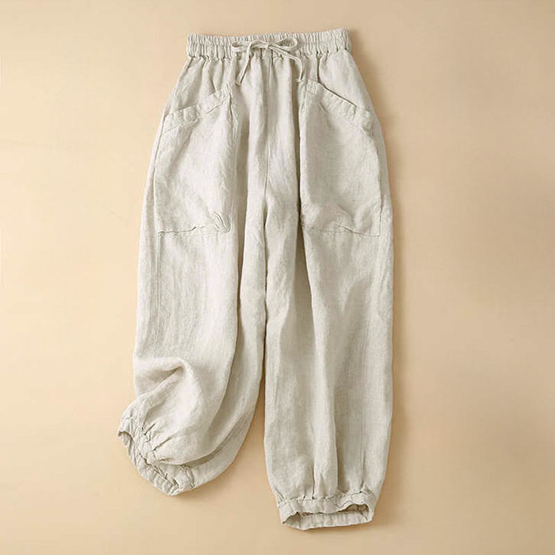Pantalon Capri uni à poches Buddha Stones Commute pour femme - Beige - US8-10，UK/AU12-14，EU40-42 (2XL) - image 11
