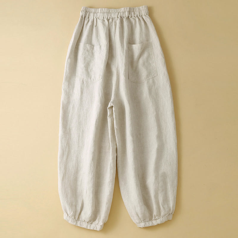Pantalon Capri en coton uni à poches pour femme, motif Buddha Stones Commute - image 13
