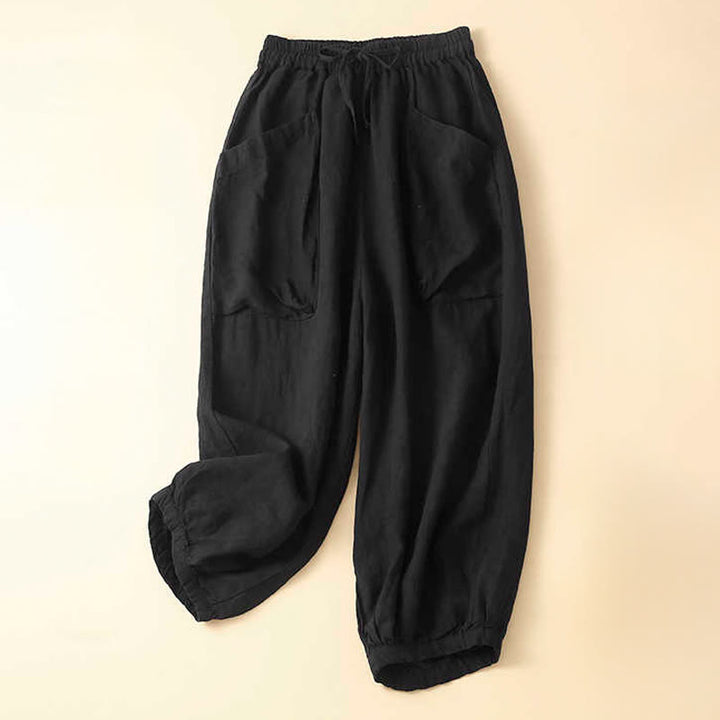 Pantalon Capri uni à poches Buddha Stones Commute pour femme - Noir - US8-10，UK/AU12-14，EU40-42 (2XL) - image 5