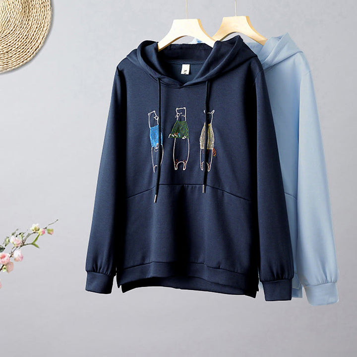 Sweat à capuche à manches longues pour femme avec broderie d' Buddha Stones - image 1