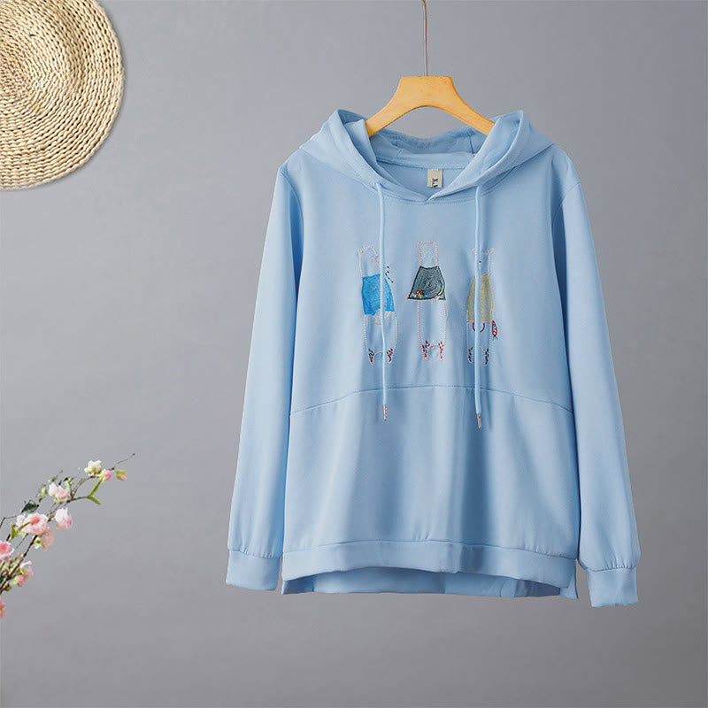 Sweat à capuche à manches longues pour femme avec broderie d' Buddha Stones - Bleu ciel clair - US8-10，UK/AU12-14，EU40-42 (2XL) - image 7