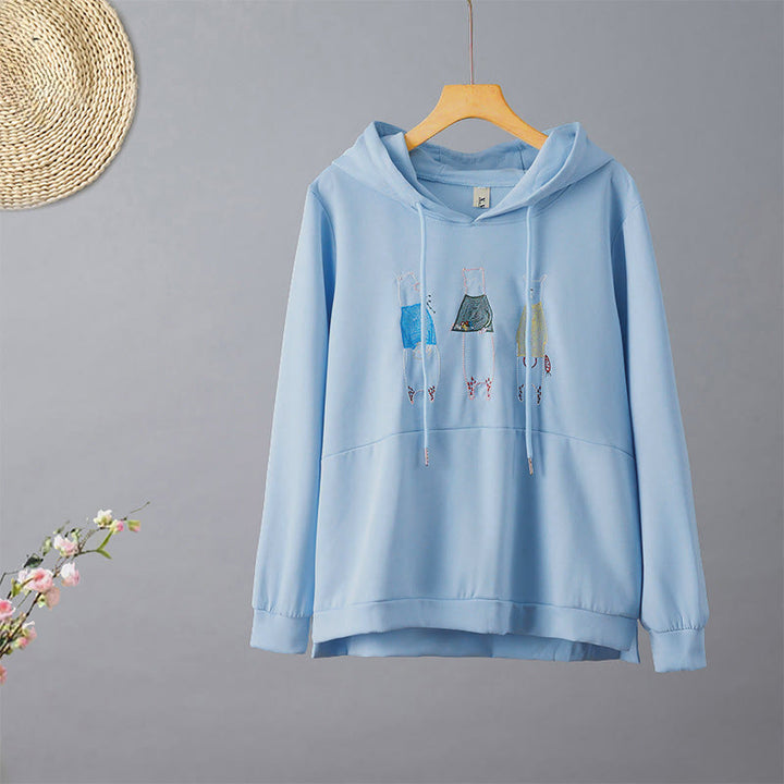 Sweat à capuche à manches longues pour femme avec broderie d' Buddha Stones - Bleu ciel clair - US8-10，UK/AU12-14，EU40-42 (2XL) - image 7