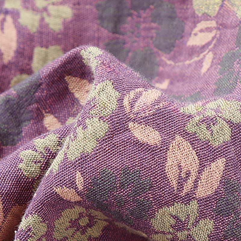 Ensemble pyjama 2 pièces en coton à motif floral Buddha Stones : chemise à manches longues et col rond avec boutons brandebourg, pantalon.  - image 10